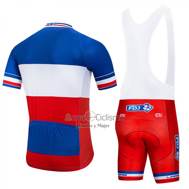 Fdj Ropa Ciclismo Culotte Corto 2018 Mangas Cortas Azul Blanco Rojo